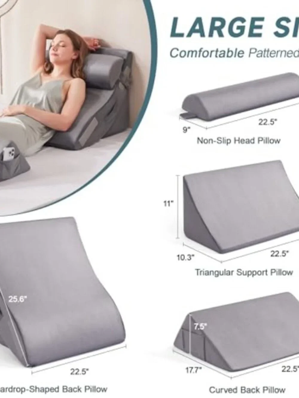 4pcs Orthopedic Bed Wedge Pillow Set for Sleeping - Wedge Pillows for After Surg